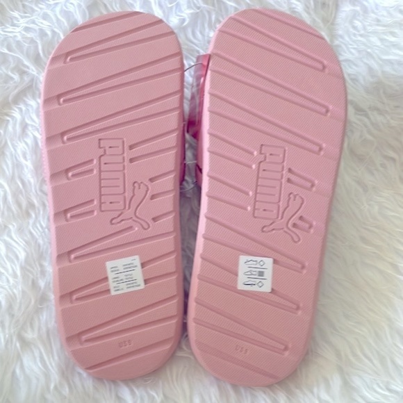 Brand New Puma Cool Cat 2.0 Toss Pink Large Strap Slides Sandals Metallic Logo - Picture 10 of 12
